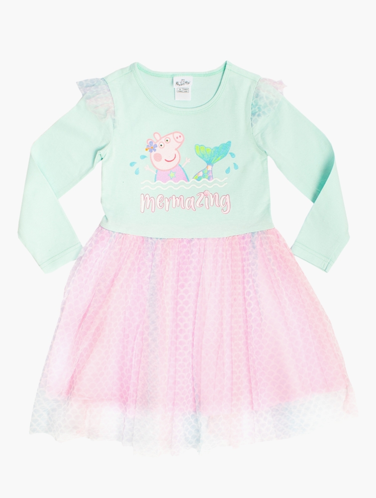 MyRunway Shop Peppa Pig Girls Pink Graphic Long Sleeve Dress for